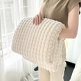 thumbnail image 1 of Faux Fur Throw Blanket for Couch,Fleece 3D Jacquard Decorative Cream Throw Blankets,Super Soft & Warm Plush Striped Blanket for Sofa Room Decor,Soft Warm Fluffys Cream Solid Blanket Decorative,40x28", 1 of 9