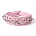 thumbnail image 3 of Collier pour Chien en Cuir à Rivets Clouté à Pointes pour Chats Chiot Petit Moyen Animaux Rose TP 30*2,5 cm, 3 of 8