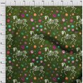 thumbnail image 3 of oneOone Cotton Silk Green Fabric Skull Craft Projects Decor Fabric Printed By The Yard 42 Inch Wide, 3 of 4