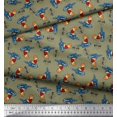 thumbnail image 3 of Soimoi Cotton Voile Fabric Text,Rugby Ball & Bird Cartoon Printed Craft Fabric by The Yard 56 Inch Wide, 3 of 3