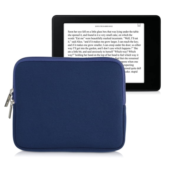 kwmobile Neoprene e-Reader Pouch Size 6 8-7"" eReader - Universal eBook Sleeve Case with Zipper - Dark Blue