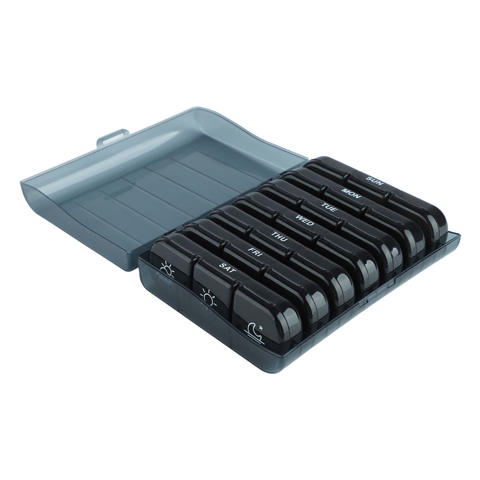 7 Day Weeky Pill Organizer, Medicine Box 3 Times A Day 7 Day Pill Organizer  for Travel Black Shell