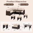 thumbnail image 3 of AECOJOY 7 Pieces Patio Furniture Set PE Rattan Outdoor Dining Set Sectional Sofa Couch with Table Patio Conversation Set in Beige, 3 of 7