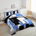 thumbnail image 4 of YST Boys Abstract Bedding Sets Toddler Size Geometric Sequins Comforter Set For Kids Teen Blue Black Grey Checkered Bed Comforter Set Fashion Square Grids Quilt Duvet, 4 of 6
