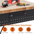 thumbnail image 2 of EDTara Adjustable Height Workbench, 60"x22", Heavy Duty Rubberwood Top, 2000 lbs Capacity, Mobile Workstation with Drawer, Pegboard, Power Outlets, and Lockable Wheels for Garage & Workshop, 2 of 7