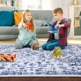thumbnail image 2 of YUSAZENS 2x6 Vintage Floral Print Hallway Runner Rug Non-Slip Soft Kitchen Laundry Bedroom Runner Rug Blue, 2 of 7