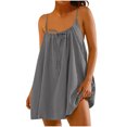 thumbnail image 2 of Sentmoon Robe Maxi Grande Taille Élégante Sans Manches à Col Rond Robe Soleil Grande Taille Printemps Couleur Unie Coupe Régulière à Bretelles Spaghetti Robe de Plage Tendance pour Voyage et Vacances Gris P, 2 of 5