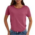 thumbnail image 1 of Yuyuzo Hauts Courts pour Femmes T-Shirts à Manches Courtes Col Rond Hauts de Sortie T-Shirts Unis Hauts, 1 of 7