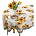 thumbnail image 1 of Sunflower Oval Tablecloth 60 x 84, Vintage Floral Tablecloth Table Cover, Washable Sunflowers Butterfly Table Cloths for Parties, Kitchen Dining Table, Polyester Fabric Flower Tablecloth, Decor, 1 of 1