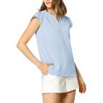 thumbnail image 4 of INSPIRE CHIC Women's Solid V Neck Cap Short Sleeves Work Blouse, 4 of 6