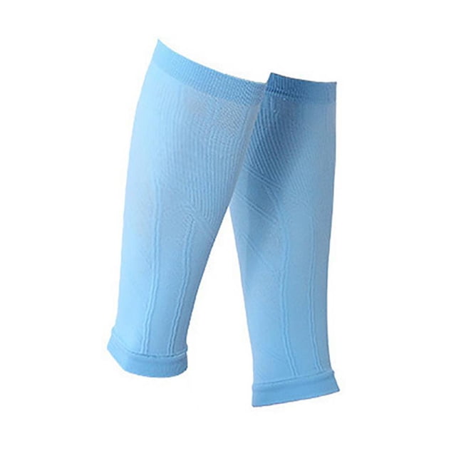 1 Pair Sports Protection Calf Wristband Pressure Socks Breathable Football Socks, Unisex Solid Football Baseball Socks Gradually blue