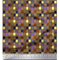 thumbnail image 1 of Soimoi Silk Fabric Check & Brush Stroke Abstract Fabric Prints by Yard 42 Inch Wide, 1 of 3