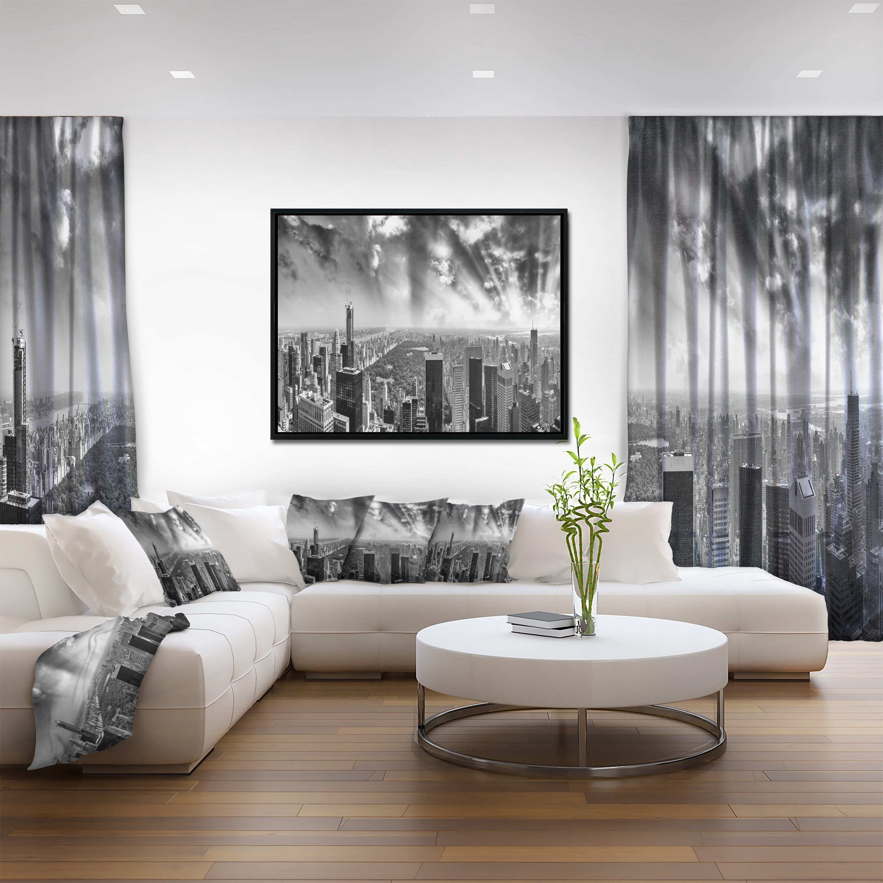 Design Art Central Park And Surrounding Buildings Framed Canvas Print