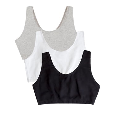 Fruit of the Loom Women's Tank Style Cotton Sports Bra, 3-Pack