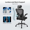 thumbnail image 4 of Ergonomic Office Chair with Adjustable Headrest, Lumar Back Support and Flip-up Padded Arms, High Back Task Chair Breathable Mesh Computer Desk Chair, 320lbs, 4 of 11