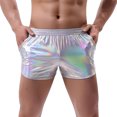 thumbnail image 1 of YUGYXL Mens Cotton Shorts Fashion Shiny Sparkly Rave Outfit Party Shorts with Pockets White L, 1 of 5
