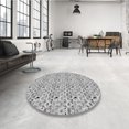 thumbnail image 4 of Ahgly Company Tapis de Zone Rond Gris Transitionnel pour Intérieur Lavable à la Machine, 3 Pieds Rond, 4 of 7