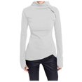 thumbnail image 2 of pxiakgy blouses pour Femmes blouse Décontractée Unie à Manches Longues Chandail Col Roulé Chandail à Fermeture Éclair Blanc + us:4, 2 of 9