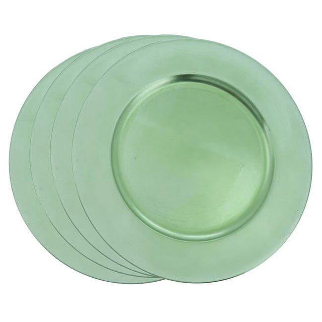 Saro Lifestyle Assiettes de Charge au Design Classique - Pistache - Rond 13 Po - Ensemble de 4 - 100 % Plastique