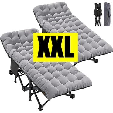 Slsy Ensemble de 2 Lits Pliants TTG avec Matelas Double Face de 3,3 Pouces et Sac de Transport pour Adultes et Enfants, Lit de Camp TTG Surdimensionné, Lit de Camp pour Dormir, Lit d'Appoint Pliant, Robuste Supporte 900 Lb