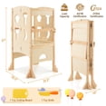 thumbnail image 3 of Costway Folding Kitchen Kids Step Ladder Stool Wooden Toddler Safety Tower Helper Natural, 3 of 10