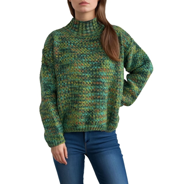 LOVZFMLL Chandails pour Femmes, Col Roulé Côtelé Chandail Mode Décontracté Ample Manches Longues Hauts Chauds Automne Hiver Vêtements