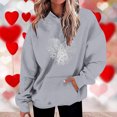 thumbnail image 2 of Penkiiy Chandails à Capuchon et Chandails pour Femmes, Mode Décontractée, Saint-Valentin, Imprimés, Manches Longues, 2TG, Gris, 2 of 5