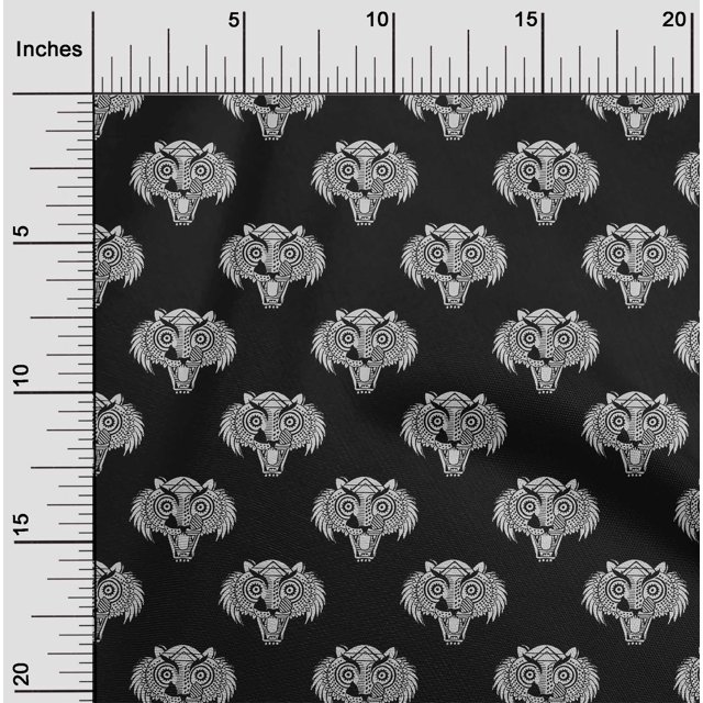 oneOone Tissu Popeline de Coton Imprimé Visage d'Animal 1 Yard 56 Pouces de Large