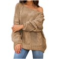 thumbnail image 2 of EGNMCR Womens Sweaters Fashion Solid Color Plus-Size Loose Round Neck Pullover, Gifts for Women, 2 of 6