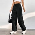 thumbnail image 2 of Yuyuzo Pantalon Cargo en Molleton pour Femmes, Taille Haute, Décontracté, Bas Resserré, Joggers Amples avec Poches, 2 of 7
