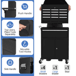 2-in-1 Rolling Tool Chest – 5-Drawer Detachable Tool Box with Lockable Drawers, Removable Top Toolbox, Heavy-Duty Steel Storage Cabinet with Wheels – for Garage or Workshop