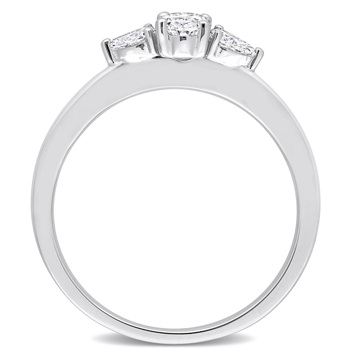 Miabella Bague de fiançailles à 3 pierres en or blanc 14K avec diamant 1/2 carat P.T.
