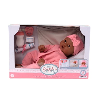 My Sweet Baby Newborn Baby Doll Play Set, Rose Pink Outfit, 14-inch Doll, 8 Pieces Included