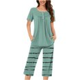 thumbnail image 1 of Rbaofujie Chemises de Nuit pour Femmes Femmes Décontracté Col Rond Manches Courtes Blouse Pantalon Mode Pyjama Ensemble Grande Taille Robe, 1 of 7
