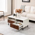 thumbnail image 3 of Gymax Table Basse Moderne Rectangulaire avec Tablette de Rangement et Tiroirs Mobilier de Salon, 3 of 10