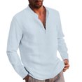 thumbnail image 2 of PMUYBHF T-Shirts Graphiques pour Hommes Mode Décontractée Printemps et Automne Couleur Unie Col à Boutons Manches Longues, 2 of 6