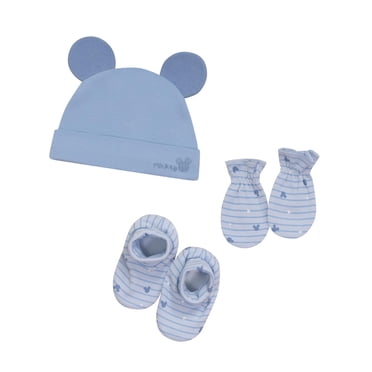 Disney Mickey Mouse Baby Boys' Layette Organic Cotton 3pc Accessory Set