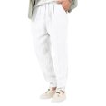 thumbnail image 2 of Innerwin Trousers Drawstring Men Bottoms Holiday High Waist Lightweight Summer Pants White M, 2 of 4