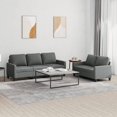 thumbnail image 1 of vidaXL 2 Piece Sofa Set with Cushions Dark Grey Fabric, 1 of 4