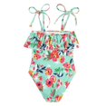 thumbnail image 4 of WEIYLL Girls One Piece Swimsuits 1Pc Bikini Color Floral Print Rash Guard Beach Pool Green Bathing Suit for 3-4 Years, 4 of 4