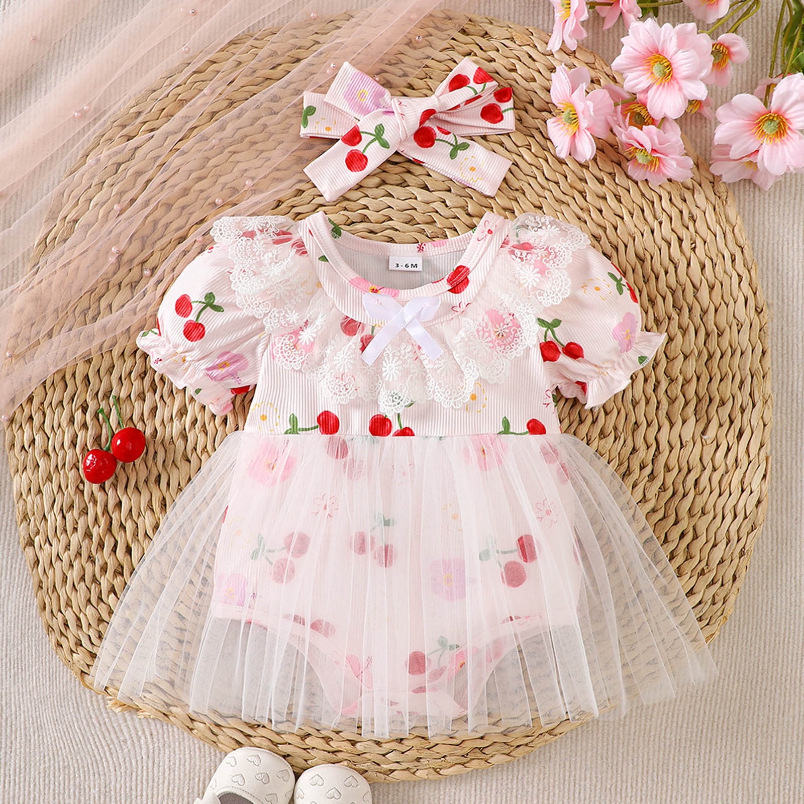 baby dresses 0-3 months Infant New Born Clothes Girl Baby Girl Rompers Newborn Outfits Baby Girl Baby Summer Clothes Newborn Girl Dresses Crochet pattern Color:Matcha Corsage Print SID-FD1328 Arly Mini Dress in Daily recreation
