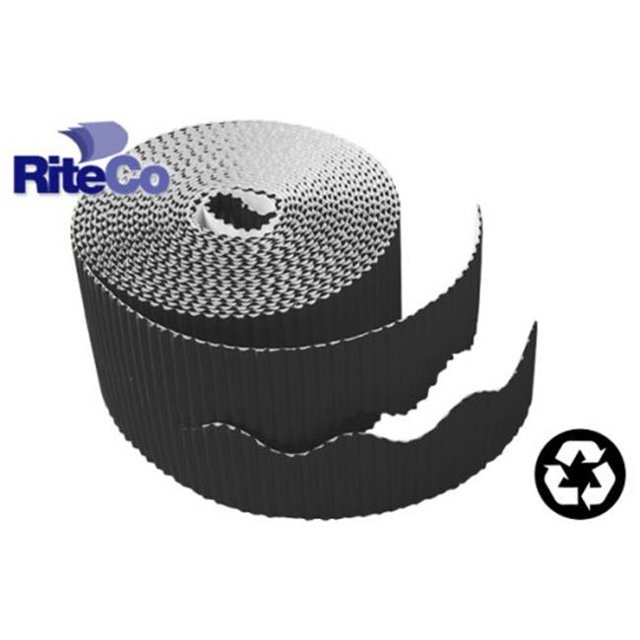 RiteCo Raydiant 22814 RiteCo Bordure Décorative Ondulée à Bord Festonné. Deux Bandes de 0,25 Po X 50 Pi par Rouleau Noir - 6 Rouleaux