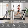 thumbnail image 3 of SuperFit Tapis Roulant Pliant 2,25 Hp 2 en 1 à Double Affichage pour Jogging avec Contrôle par Application Blanc, 3 of 9