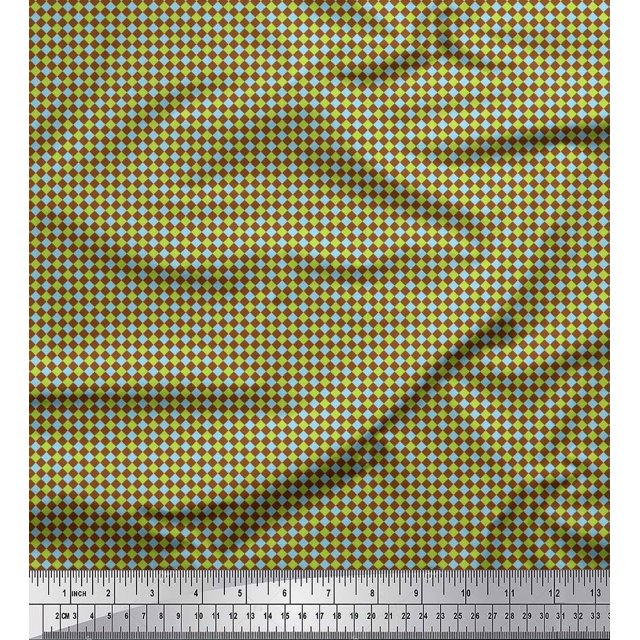 Soimoi Brown Poly Georgette Fabric Diamond Geometric Print Sewing Fabric Yard 52 Inch Wide