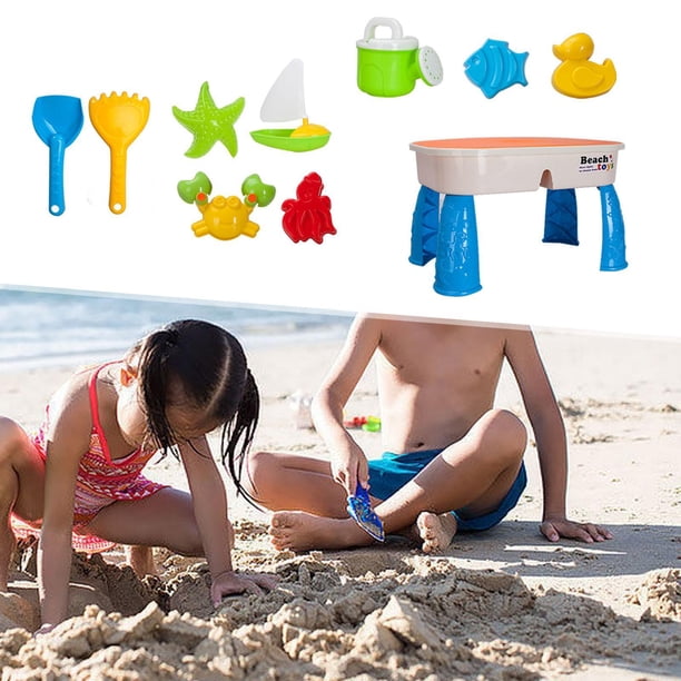 Table à Sable Et à Eau – 4 Compartiments, 45x45x37 Cm, Kit 24 Accessoires – Jeu Sensoriel Extérieur