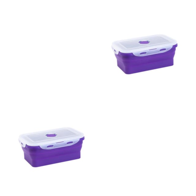 ZheElen Silicone Lunch Box Food Grade Silicone For Safe And Healthy Meals On Go purple 800ml 2Set