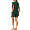 thumbnail image 3 of INSPIRE CHIC Women's Pajama Sets Short Sleeves Tops with Shorts Pockets Soft Ruffle Lounge Outfits Sets M Green, 3 of 6