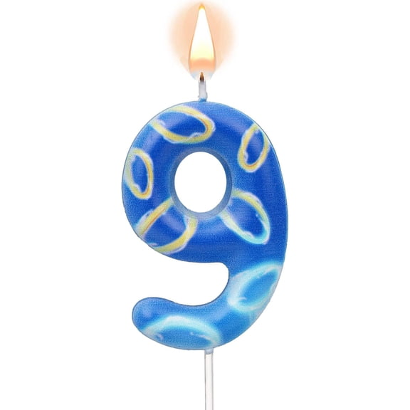 Bougie Numéro, Bougie d'Anniversaire Bleue à Thème Anime Bougie d'Anniversaire Bougie de Dessin Animé Décoration de Gâteau pour Garçons (Numéro 9)