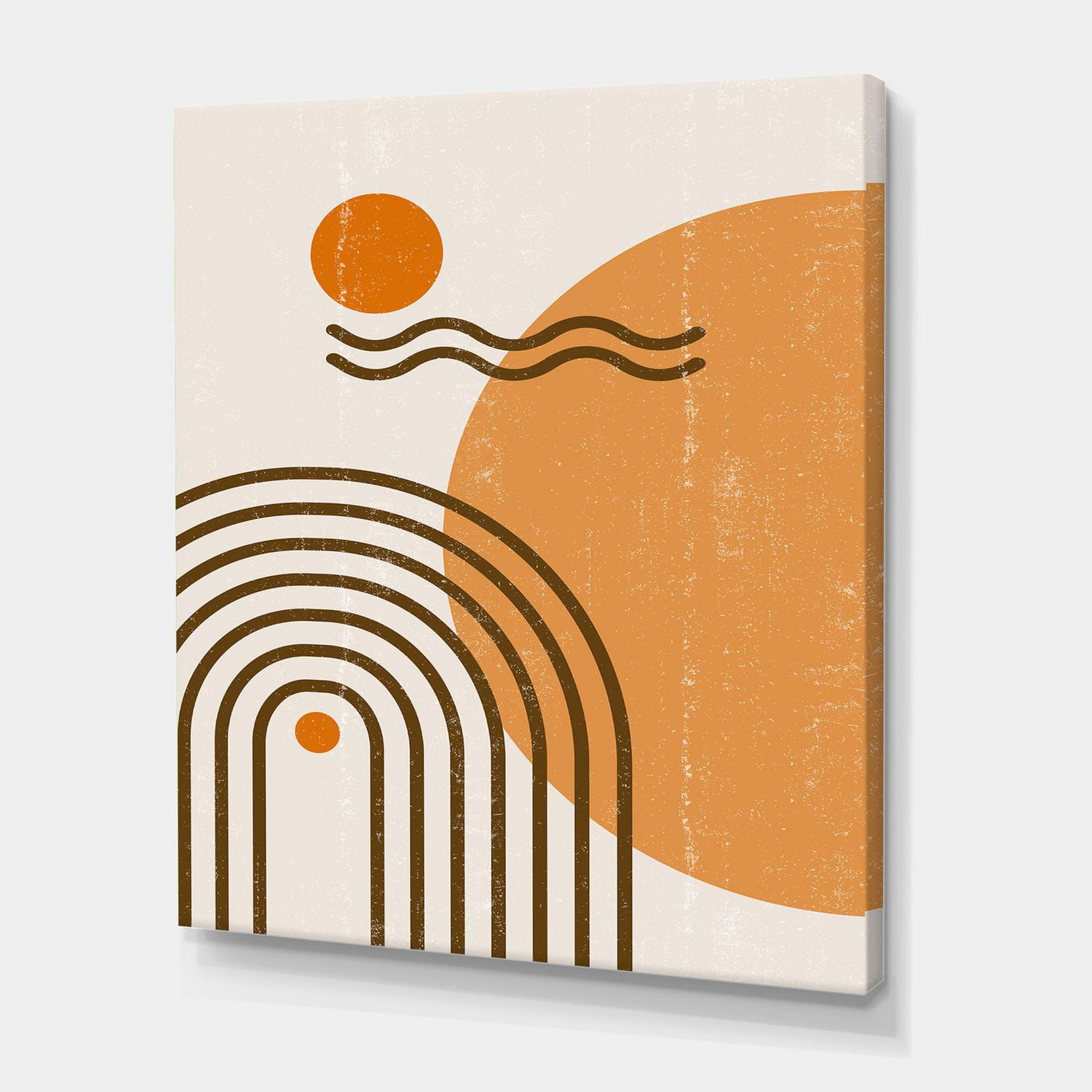 Designart Abstract Rainbow Sun and Moon In Earth Tones II Canvas Wall Art