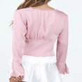 thumbnail image 5 of PENGXIANG Blouses en Satin à Lacets pour Femmes avec Col en V et Manches Longues, 5 of 5
